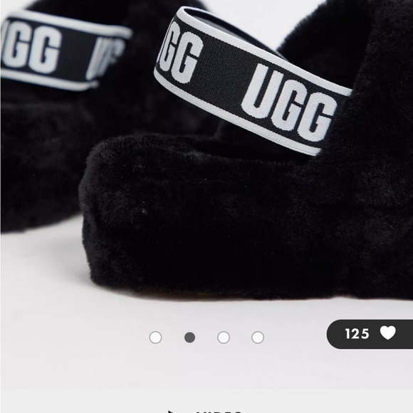 UGG Fluff Yeah slide flat sandals in black - Picture 4 of 12